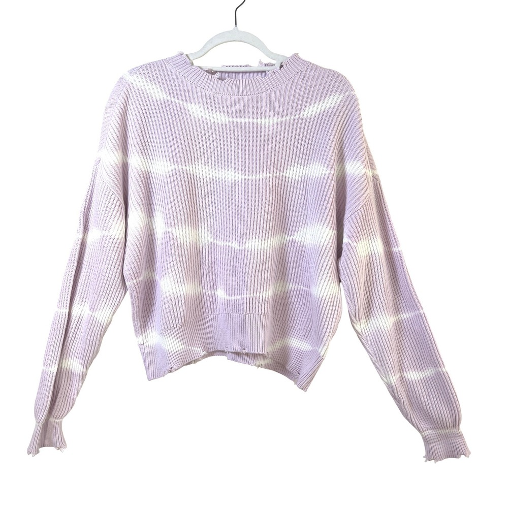 Pistola Distressed Cotton Tye Dye‎ Striped Lavendar Sweater